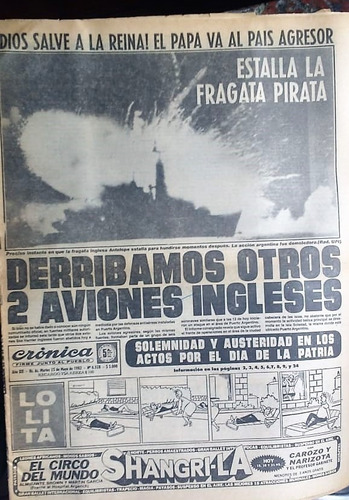 Diario Original Cronica  Guerra De Malvinas 25 Mayo 1982 