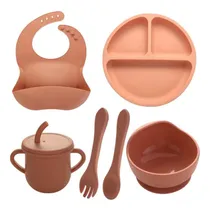 Comprar Set Juego 6 Piezas De Silicona Alimentación Bebé Utensilios 