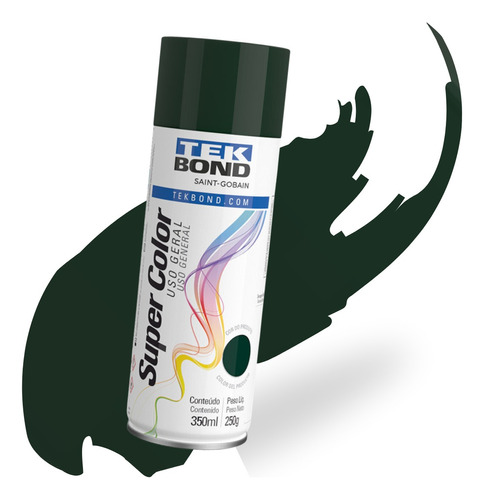 Tinta Spray Super Color Uso Geral 350ml Verde Escuro Tekbond