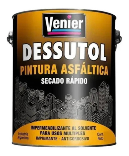 Pintura Asfáltica Venier Base Solvente X 4lts Secado Rapido