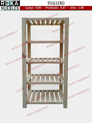 Imagen 2 de 2 de Toallero Estantería Organizador De Baño De 80 Pino