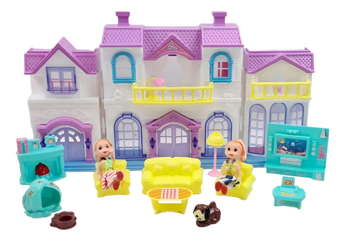 Casita De Muñecas Plegable Con Luz Y Sonido Casa De Sueño Color Morado
