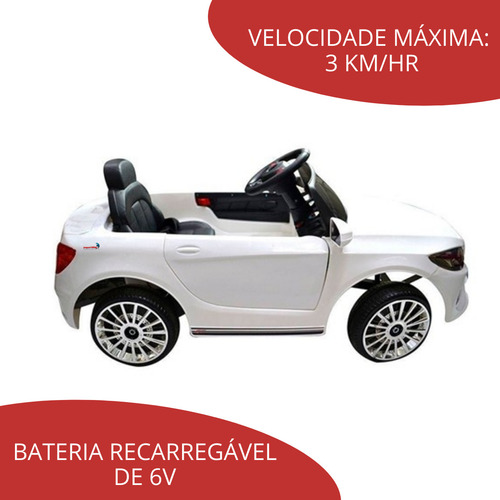 Mini Carro Eletrico Infantil 6v C/ Controle Remoto Branco