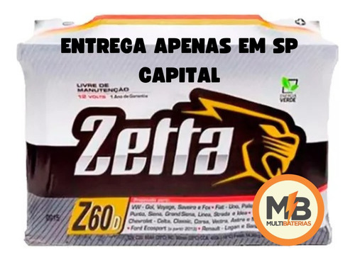 Bateria  60ah Zetta -fabricação Moura 1 Ano De Garantia