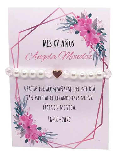 10 Pulseras Decenario Recuerdo De Xv Quinceañera Corazon