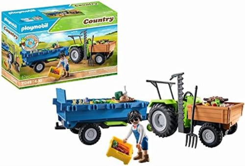 Tractor Cosechador Con Remolque Playmobil