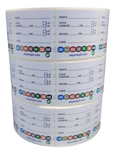 Etiquetas De Rotación De Alimentos Con Días Integrados 5x5cm