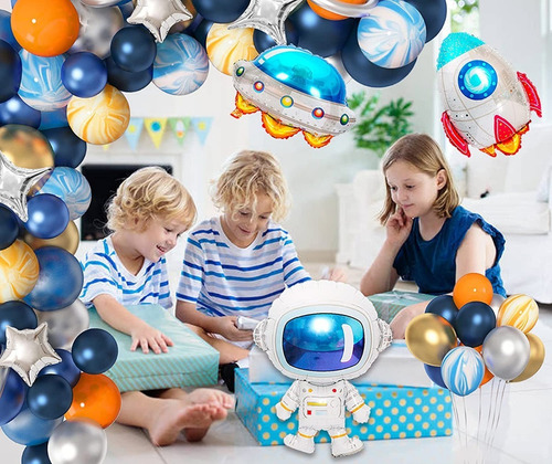 Imagen 2 de 5 de Arco Globos Decoracion Astronauta Espacial Cohete Cumpleaños