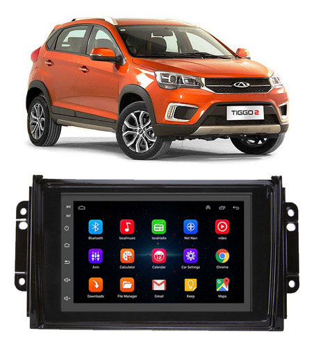 Kit Multimidia Android 7pol Chery Tiggo 2 19-22 Gps Wifi Tv