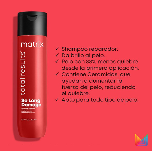 Imagen 2 de 5 de Shampoo So Long Damage X300ml Total Results Matrix
