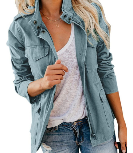 Chaquetas, Anorak Militar, Estilo Safari, Casual, Para Mujer