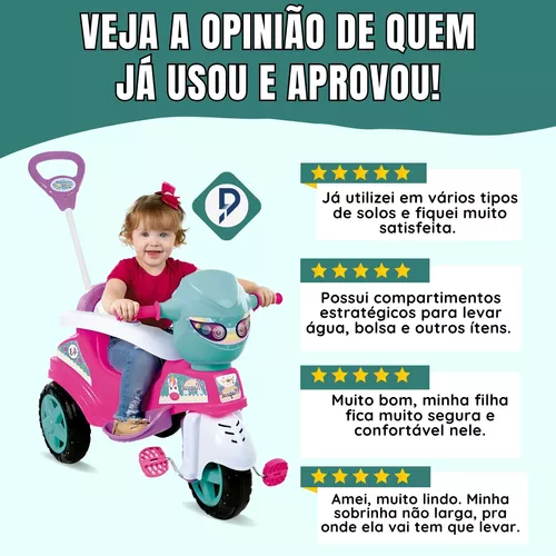 Triciclo Infantil Baby City Menina com Empurrador