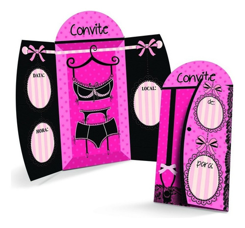 8 Convites Chá De Lingerie Decoração Festas