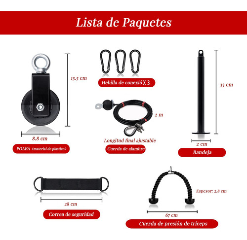 Polea De Elevación Y Extensiones De Tríceps 8 Piezas