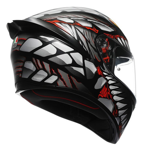Casco Agv K-1 S Modelo Lyzard Black Grey Red Color Negro Diseño Solido Tamaño Del Casco L