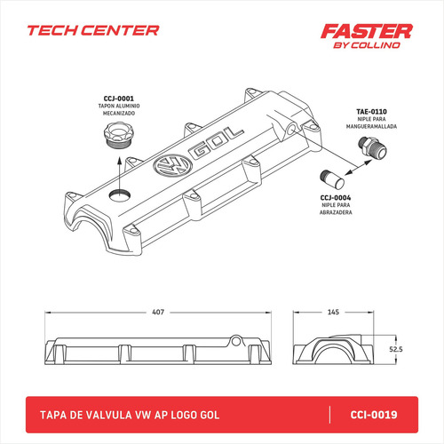 Imagen 2 de 4 de Tapa De Valvulas Vw Gol Ap Logo Gol Faster By Collino Full