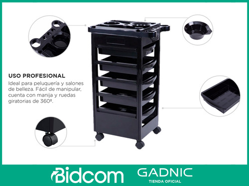 Mueble De Peluquería Rodante Gadnic 6 Niveles 5 Cajones
