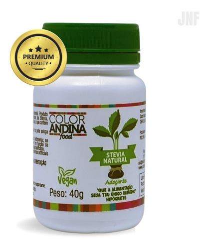 Stévia Adoçante Color Andina 100% Natural Vegano Em Pó 40g