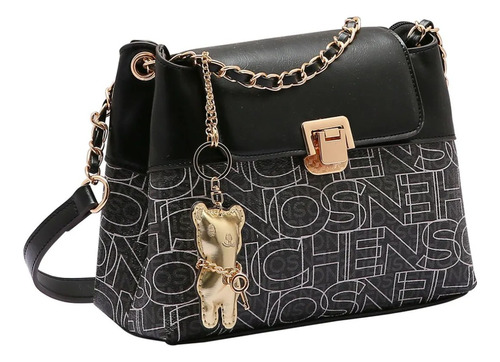 Bolsa Feminina Chenson Monograma Digital Transversal Ombro Cor Preto