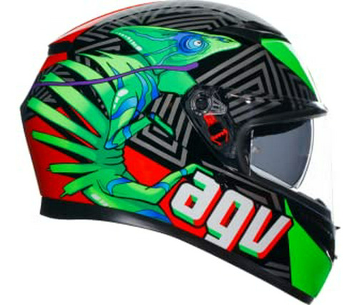 Casco Agv K3 Kamaleon Negro/rojo/verde - Xx-grande