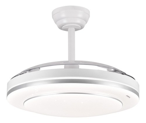 Ventilador De Techo 88w 3 Tonos Luz Y 6 Velocidades Jwj Estructura Plateado Aspas Transparente Diámetro 1.075 M Material De Las Aspas Plástico