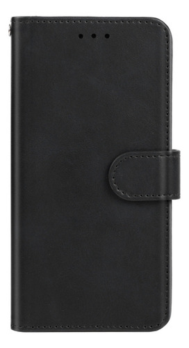 Capa De Telefone De Couro Preta Para Alcatel 7