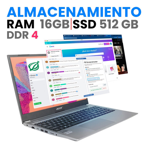 Laptop Acer Aspire 15.6 Ryzen 7 S5 16gb Ram 512gb Ssd +funda