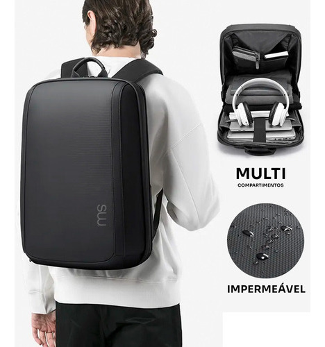 Mochila Bolsa Premium Executiva Notebook 14 Impermeável Preto