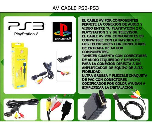Cable De Audio Y Video Para Ps1 Ps2 Ps3 Entradas Ps Av Rca