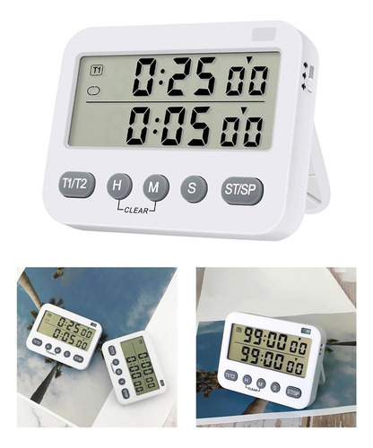 D Temporizador Digital Dual Con Con Soporte Cronómetro Reloj