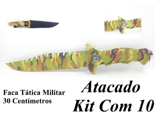 Faca Tática Militar Camuflada Atacado Kit C/10 Frete Grátis*