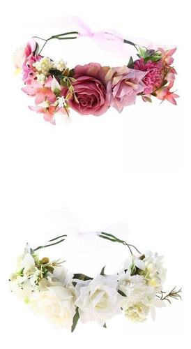 2 Uds Diadema De Flores Corona Floral Guirnalda Halo