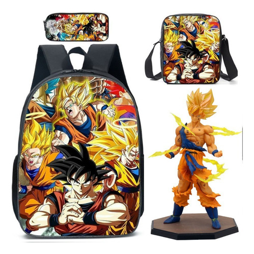 Mochila Dragon Z Goku Bola De 4 Piezas/set