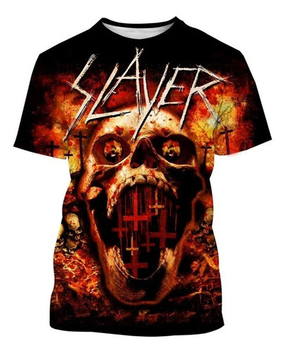 Playera Masculina 3d De La Banda De Rock Slayer