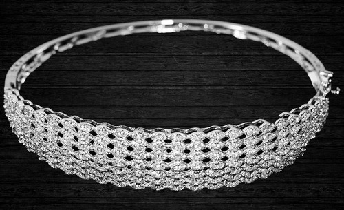 Pulsera Esclava De Plata Rodinada Y Cubic 40049