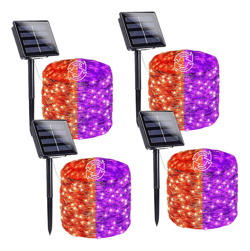 Paquete De 4 Luces Led Solares De Halloween De 160 Pies Y 40