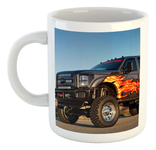 Taza Ceramica Camion Todo Terreno Con Llamas Tunning