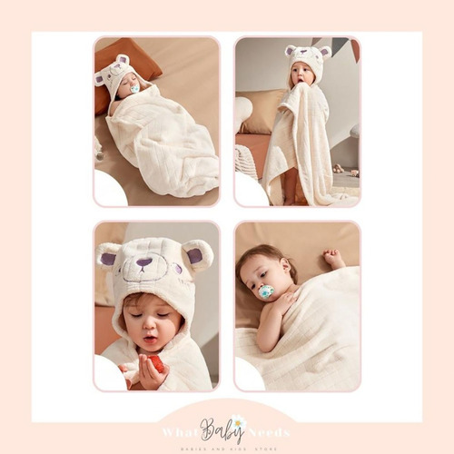 ...toalla De Baño Infantil Grande Suave Con Capucha 105cm...