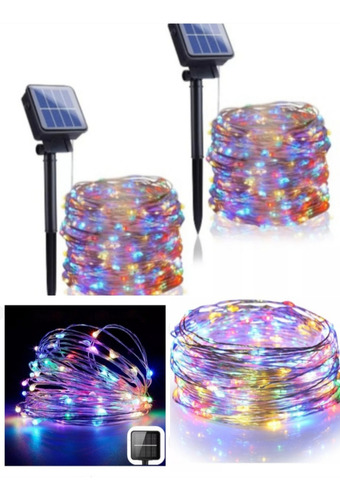 Luces De Navidad 100 Led Solar Alambre 