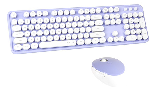 Teclado Inalámbrico C/mouse Ubotie Purpura/blanco , 2.4ghz