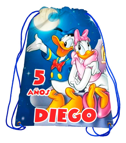 Morralito Cumple Recuerdo Bolo Pato Donald Personalizado 35u