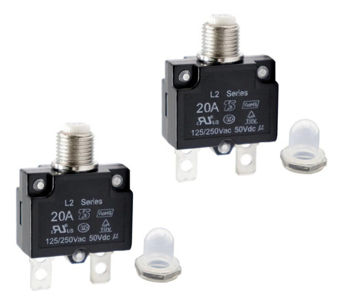 2x Disyuntor 20amp Botón Pulsador Reiniciable Montaje En