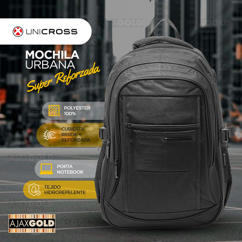 Imagen 2 de 10 de Mochila Porta Notebook Urbana Oficina Amplia Reforzada