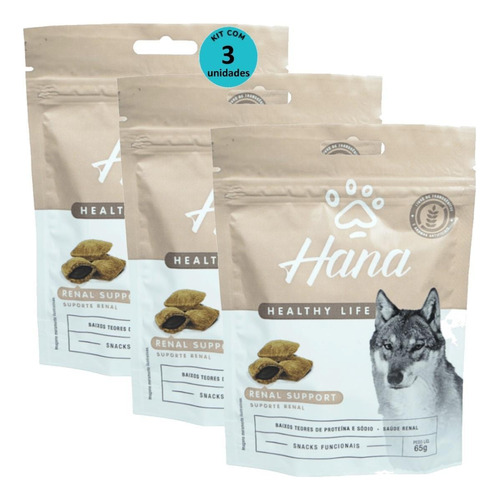 Hana Suporte Renal 65g Snacks Para Cães Adultos Kit Com 3 Un