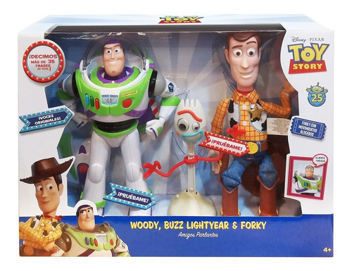 Imagen 3 de 3 de Toy Story 4 Buzz Lightyear Woody Forky Muñecos Interactivos