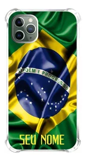 Capinha De Celular Compatível Bandeira Brasil Com Seu Nome