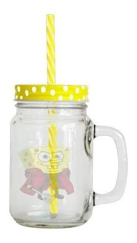 Vaso Vidrio Con Pitillo Bob Es Ponja R107