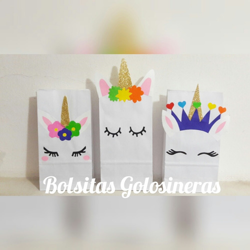 Bolsas Unicornio De Papel Decoradas, Candy, Golosineras X 10