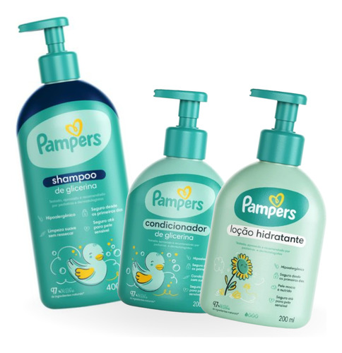 Pampers Loção Hidratante + Shampoo + Condic Seu Bebê Merece