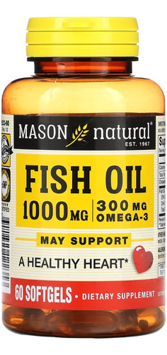 Omega 3 Fish Oil 1000mg / 60 Capsulas / Mason Natural